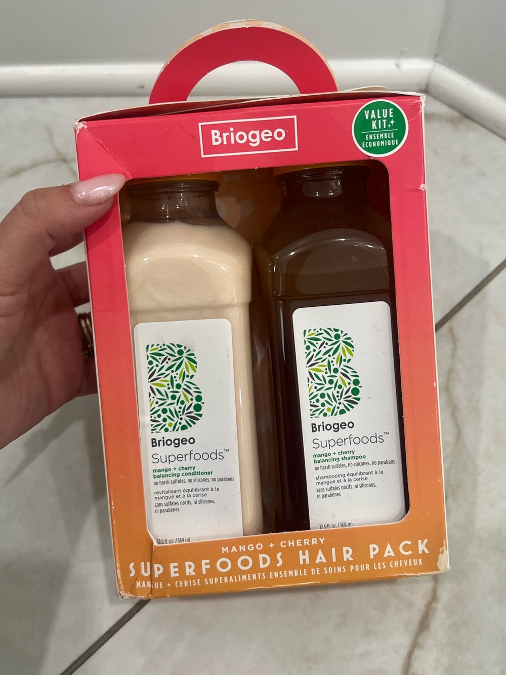 NEW Briogeo Superfoods Mango + Cherry Balancing Shampoo + Conditioner Duo